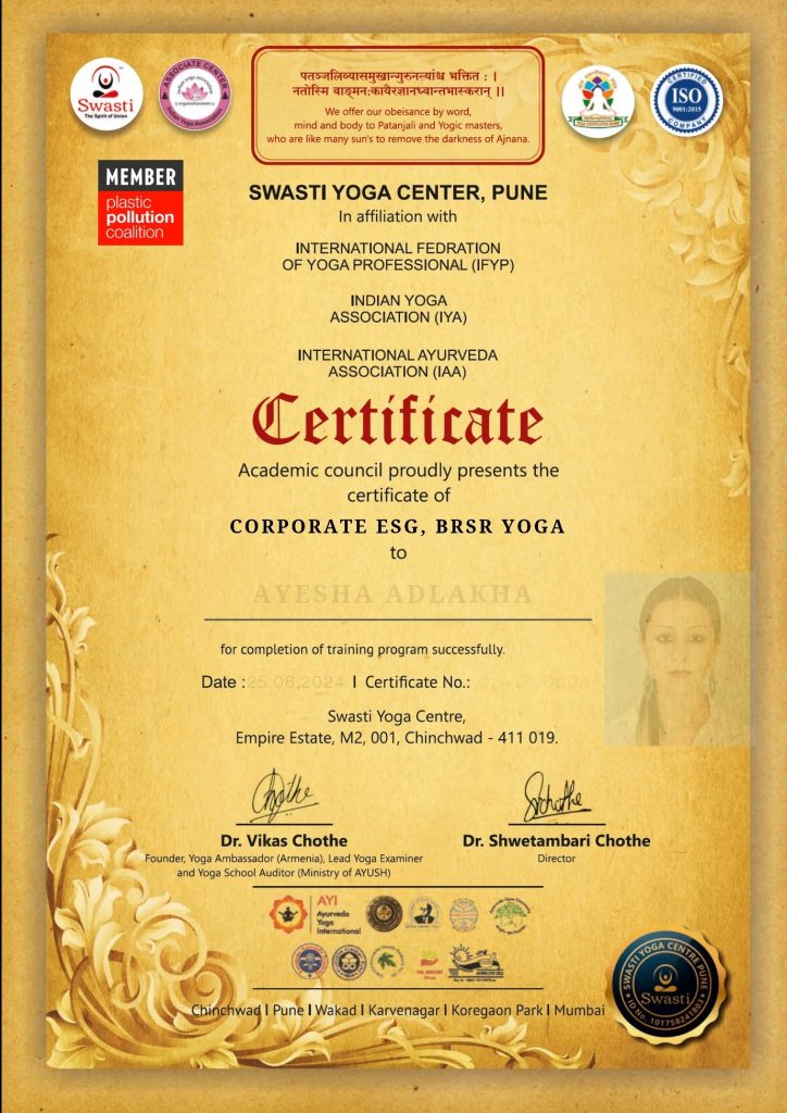 Corporate esg brsr yoga program level 3