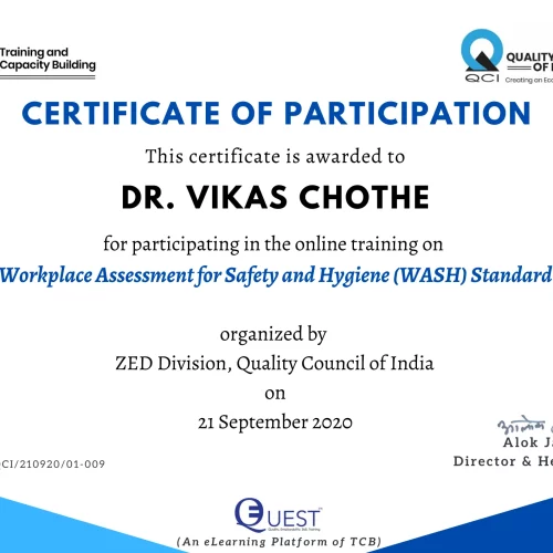 Vc -zed division, quality council of india certification